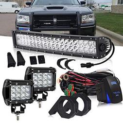 DOT 22 Inch 120W Curved LED light bar + 2PCS 4 In 36W Triple