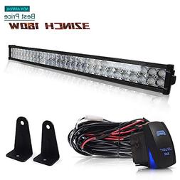 DOT 32" Inch 180W Led Light Bar Combo Grill Windshield Bumpe